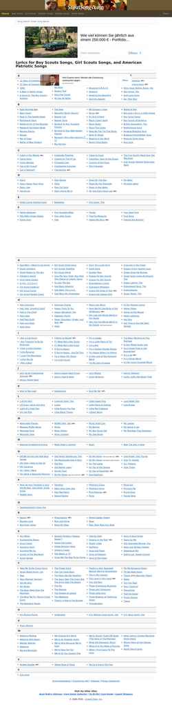 Screenshot www.scoutsongs.com