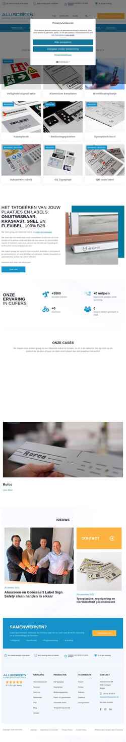 Screenshot aluscreen.be