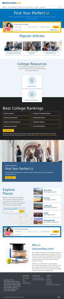 Schermata www.universities.com