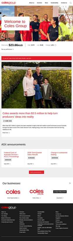Снимак екрана www.colesgroup.com.au