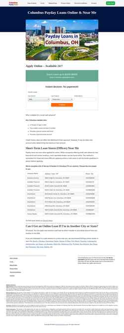 Screenshot columbuspayday.loans