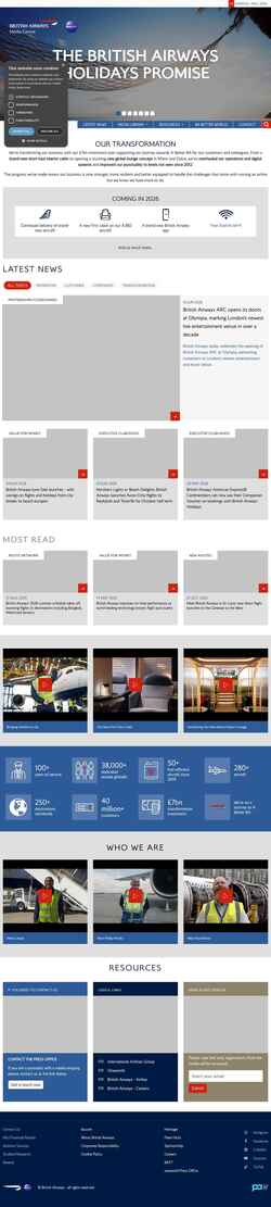 Ekran görüntüsü mediacentre.britishairways.com