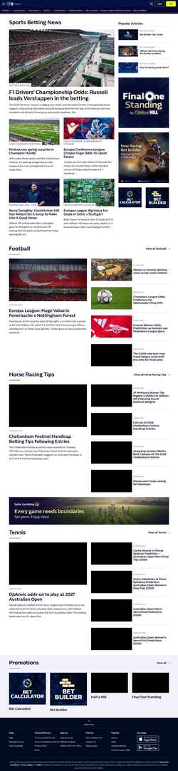 Snímka obrazovky news.williamhill.com