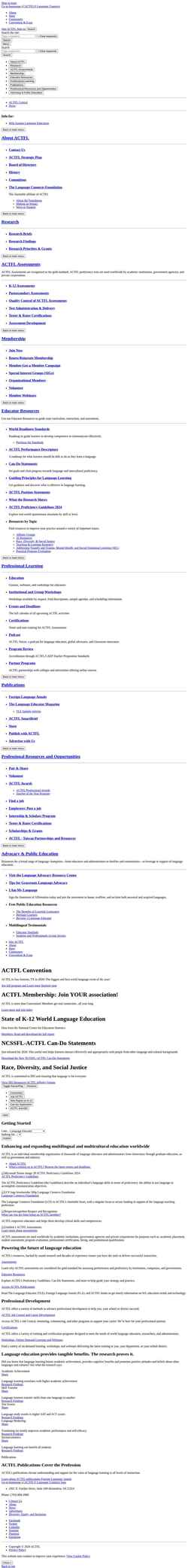 Screenshot www.actfl.org