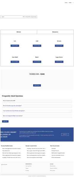 Screenshot support.vuzix.com