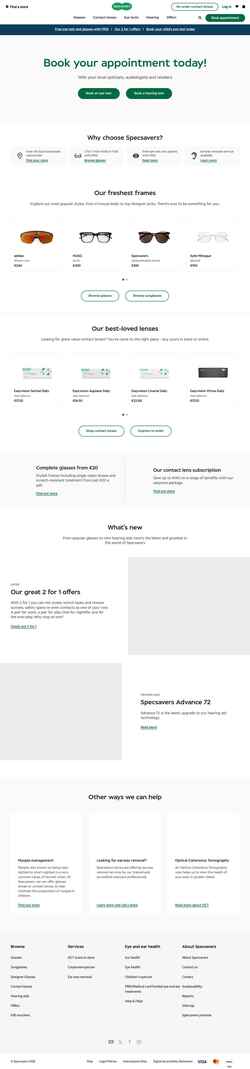 Captura de pantalla www.specsavers.ie