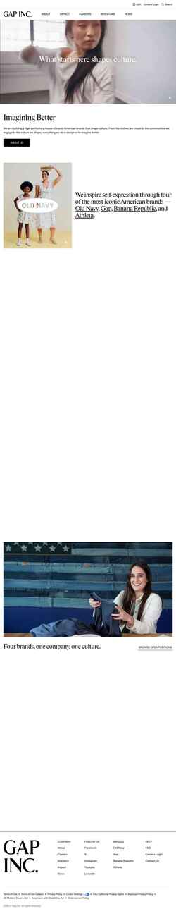 Skjermdump www.gapinc.com