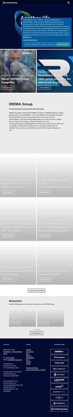 Screenshot erema-group.com