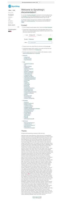 Zrzut ekranu docs.syncthing.net