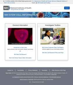 Snímek obrazovky stemcells.nih.gov