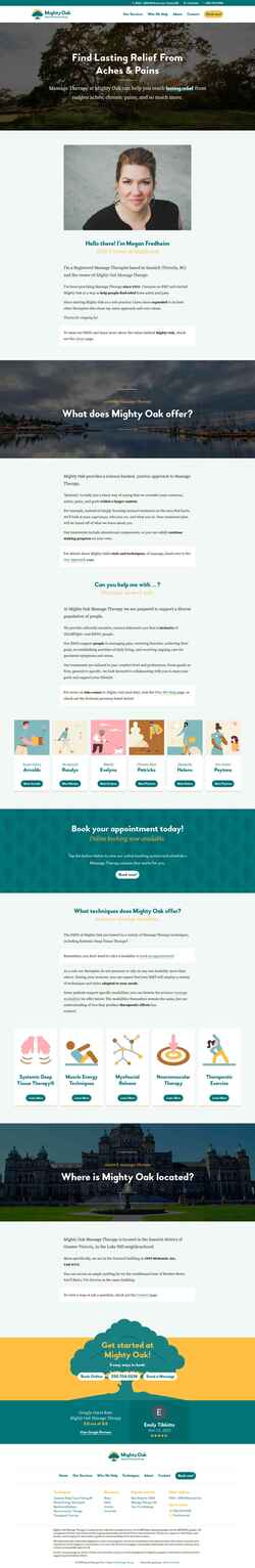 Screenshot mightyoakmassage.com