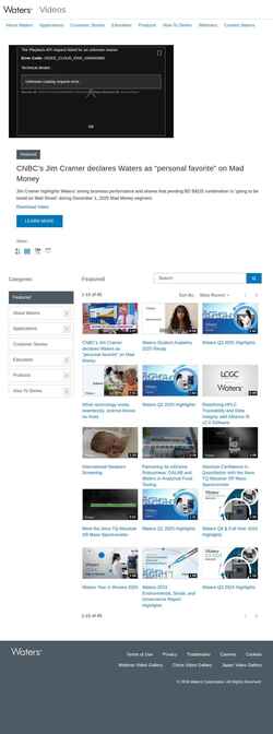 Schermafbeelding videos.waters.com