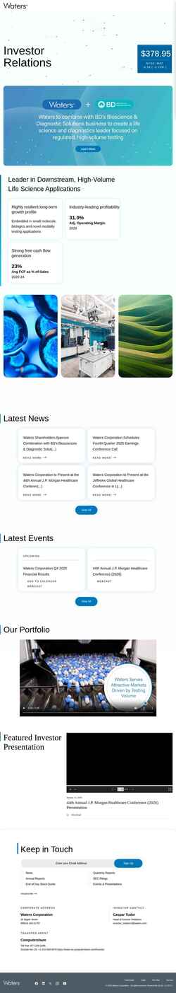 Screenshot ir.waters.com