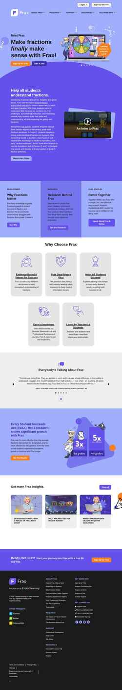 Snímka obrazovky frax.explorelearning.com