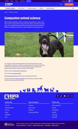 Снимак екрана science.rspca.org.uk