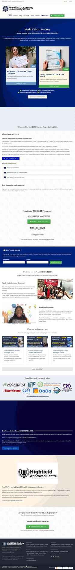 Screenshot www.worldtesolacademy.com