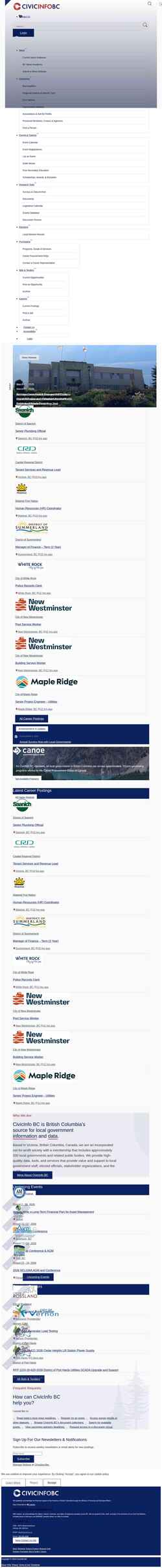 Captura de pantalla www.civicinfo.bc.ca