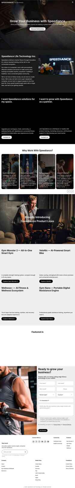 Screenshot business.speediance.com
