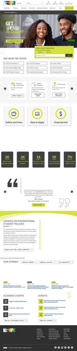 Screenshot www.centennialcollege.ca