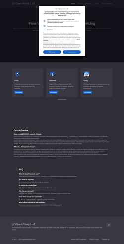 Снимак екрана openproxylist.com