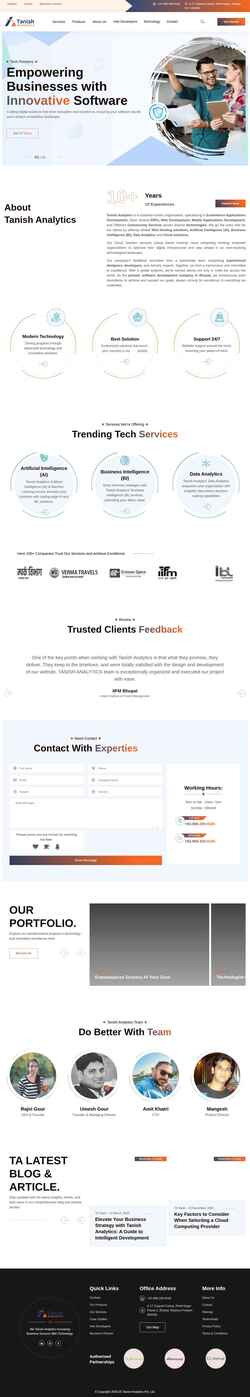 Screenshot www.tanishanalytics.com