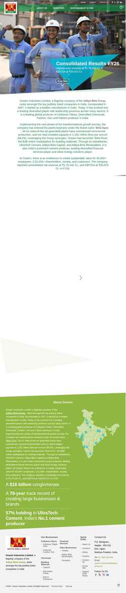 Screenshot www.grasim.com