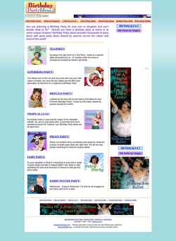 Snímek obrazovky birthdaypartyideas.com