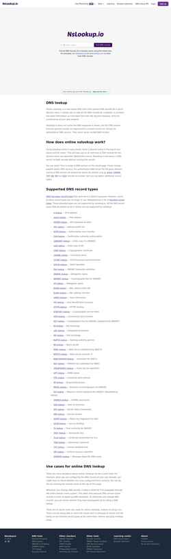 Screenshot www.nslookup.io