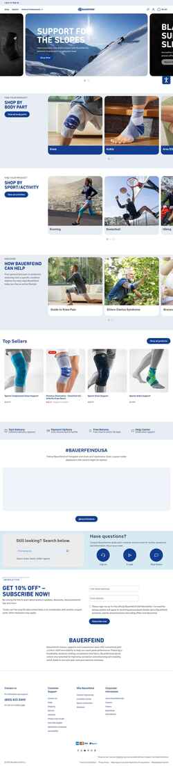 Екранна снимка www.bauerfeind.us