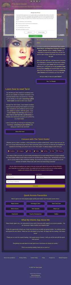 Captura de pantalla www.thetarotguide.com