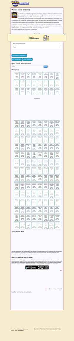 Captura de pantalla wordsmoreanswers.net
