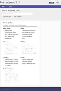Screenshot support.touchpanelcontrol.com