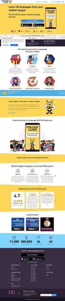 Ekrānuzņēmums www.funeasylearn.com