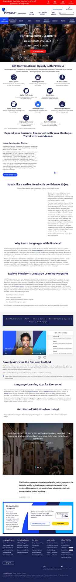 Screenshot www.pimsleur.com