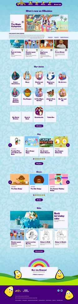Snímek obrazovky www.cbeebies.com