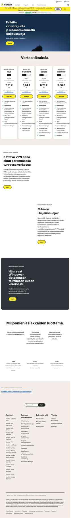 Snimka zaslona fi.norton.com
