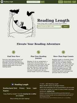 Screenshot www.readinglength.com