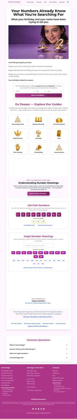 Captura de pantalla numerologist.com