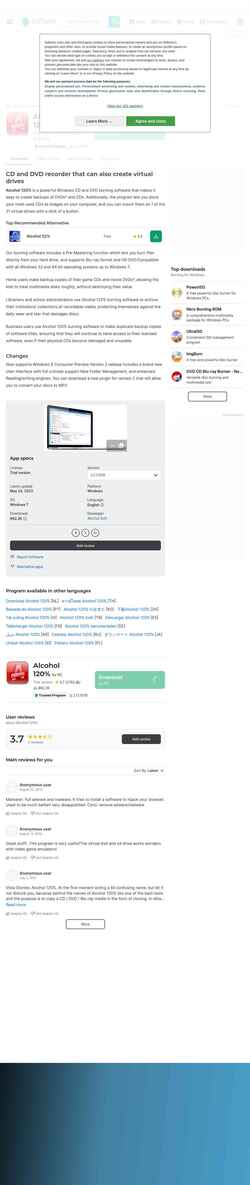Captura de pantalla alcohol-120.en.softonic.com