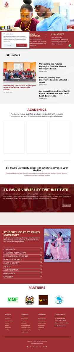 Снимак екрана www.spu.ac.ke