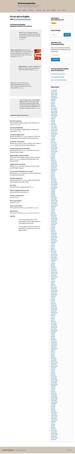 Снимак екрана grammarphobia.com