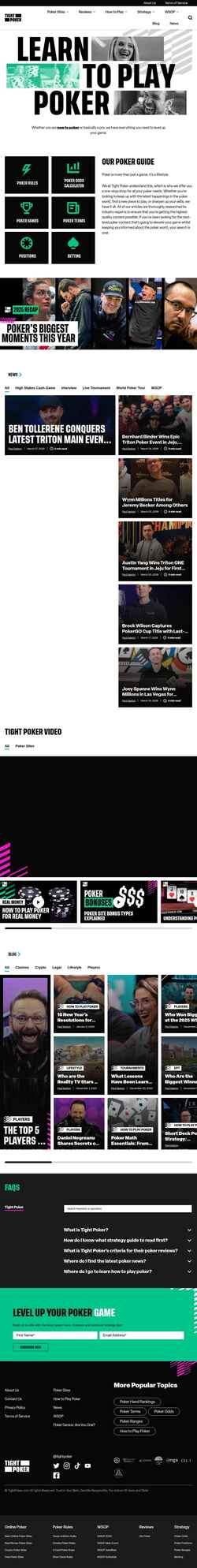Captură de ecran www.tightpoker.com