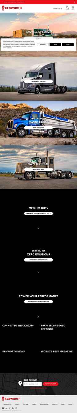 Снимак екрана kenworth.com