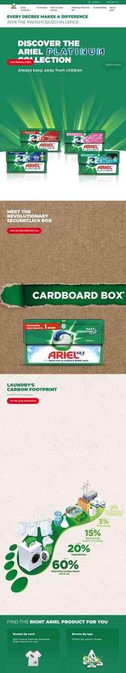 Снимак екрана www.ariel.co.uk