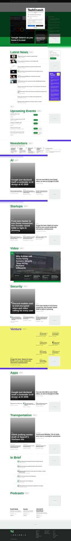 Capture d'écran eu.techcrunch.com