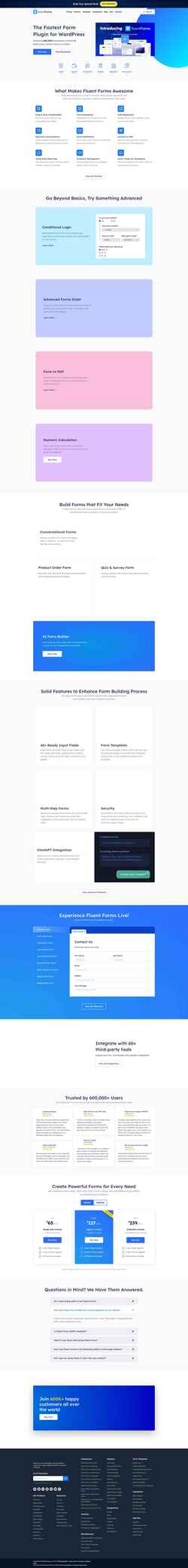 Екранна снимка fluentforms.com