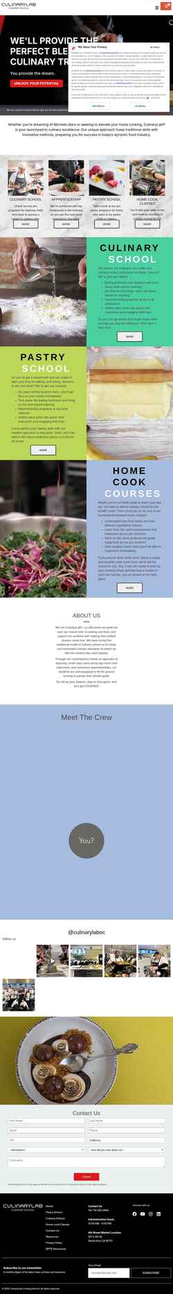 Captura de pantalla culinarylabschool.com