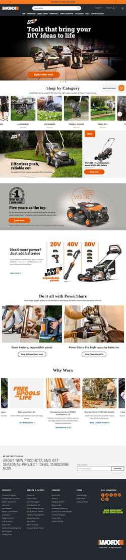 Posnetek zaslona www.worx.com