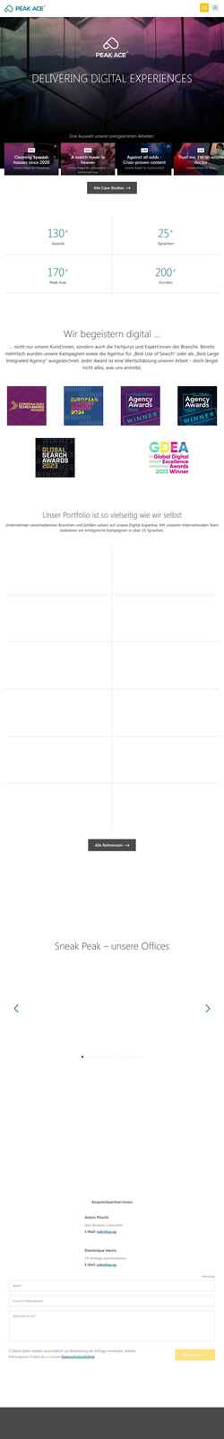 Screenshot peakace.agency