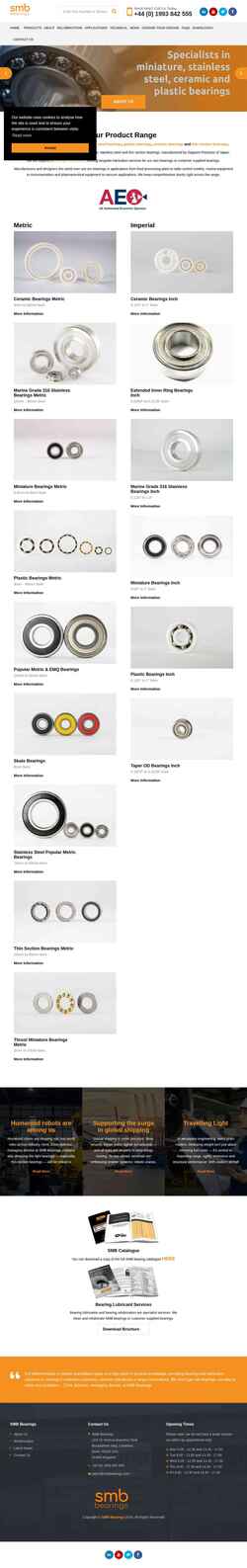 Ekrānuzņēmums www.smbbearings.com